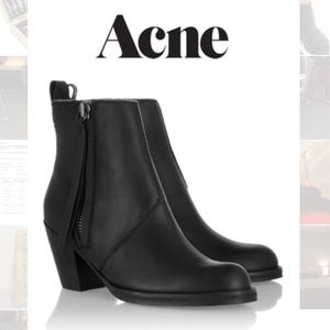 Acne Pistol Black Leather Ankle Boots